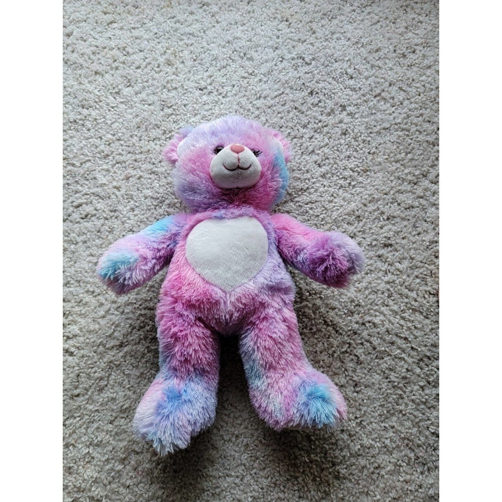 Build A Bear Furever Endless Hearts Tie-Dye Pink Blue Purple Plush Heart On Foot